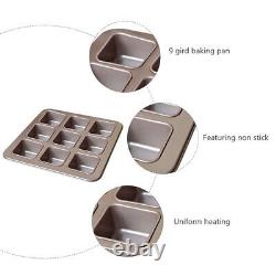2 pcs Carbon Steel Eco-friendly 9-grid Baking Pan Baking Tray