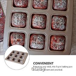 2 pcs Carbon Steel Eco-friendly 9-grid Baking Pan Baking Tray
