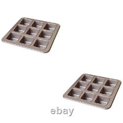 2 pcs Carbon Steel Eco-friendly 9-grid Baking Tray Bread Plate