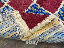 3X10 Feet Berber Moroccan Grid Runner Rug, Vintage Hand Knotted Long Runner Rug