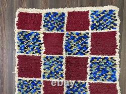 3x10 Feet Vintage Moroccan Grid Rug Runner, Woven Long Cotton Runner Rug