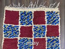 3x10 Feet Vintage Moroccan Grid Rug Runner, Woven Long Cotton Runner Rug