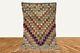 4x9 Vintage Moroccan Grid Area Rug, Colorful Squire Berber Handmade Area Rug
