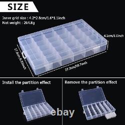 5Pack 36 Grids Clear Plastic Organizer Box with Adjustable Dividers Storage