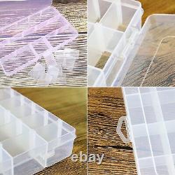 5Pack 36 Grids Clear Plastic Organizer Box with Adjustable Dividers Storage