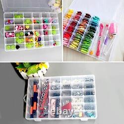 5Pack 36 Grids Clear Plastic Organizer Box with Adjustable Dividers Storage