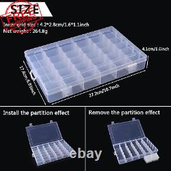 5Pack 36 Grids Clear Plastic Organizer Box with Adjustable Dividers Storage New