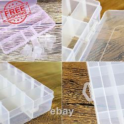 5Pack 36 Grids Clear Plastic Organizer Box with Adjustable Dividers Storage New