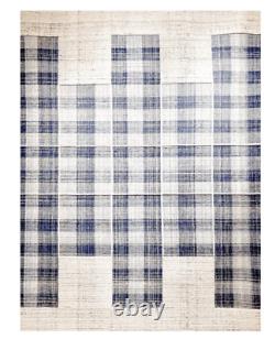 5 x 8 Indian Modern Handloom Ivory Blue Wool Area Rug