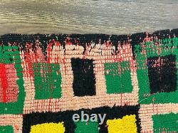 5x6 Feet Vintage Moroccan Grid Area Rug, Berber Cotton Handmade Rug