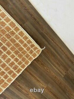 6x4 Feet Handwoven Grid Boho Area Rug, Moroccan Cream Carpet Area Rug