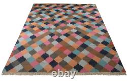 Cotton Rug Handmade Living Room Reversible Colorful Kilim Carpet 240x300 Cm Rug