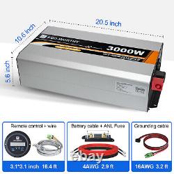 ECO-WORTHY 3000W Solar Inverter 24V-220V Pure Sine Wave Power UK Socket & Cable
