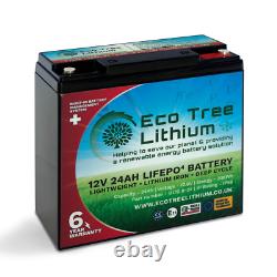 Eco Tree 12v 24AH LiFePO4 Deep Cycle Lithium Battery Heavy Duty BMS Off Grid
