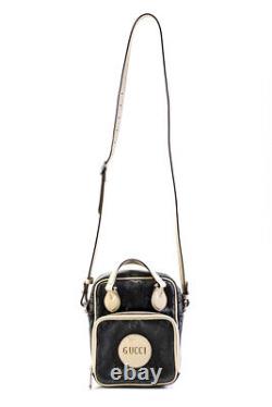Gucci Womens GG Off The Grid Crossbody Handbag Gray Beige Eco Nylon Leather