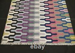 Modern Cotton Colorful Area Rug Reversible Home Decor 150x240 Cm Dhurrie DN-370
