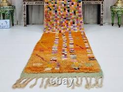 Moroccan Handmade Boujaad Rug 2'3x11'7 Berber Grid Orange Wool Tribal Area Rug