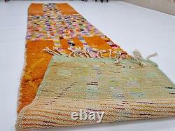 Moroccan Handmade Boujaad Rug 2'3x11'7 Berber Grid Orange Wool Tribal Area Rug