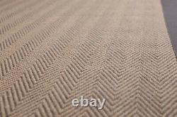Natural Fibre Herringbone Jute Rug Living Room Flatweave Grey Natural Carpet