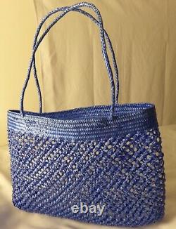 Oaxaca Mexican Handy craft bag, Diamond Grid, handwoven plastic