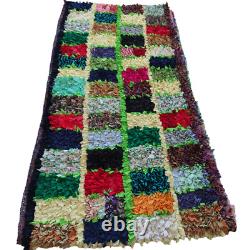 Old Vintage Handmade Moroccan Oriental Area Rug Tribal Grid Berber Carpet