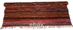 Rug Hand Woven Home Decorative Chinddi Rug Reversible Mix Fabric Dhurrie