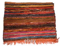Rug Hand Woven Home Decorative Chinddi Rug Reversible Mix Fabric Dhurrie