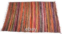 Rug Hand Woven Home Decorative Chindi Rag Reversible Mix Fabric Dhurrie