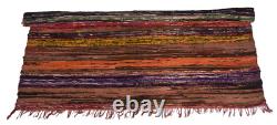 Rug Hand Woven Home Decorative Chindi Rag Reversible Mix Fabric Dhurrie