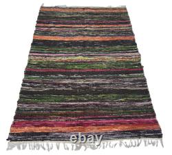 Rug Hand Woven Home Decorative Chindi Rug Reversible Mix Fabric Dhurrie Carpet