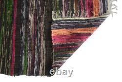 Rug Hand Woven Home Decorative Chindi Rug Reversible Mix Fabric Dhurrie Carpet