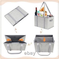 STORAGE MANIAC Reusable Grocery Bags, Foldable Heavy Duty Reusable Gray Grid