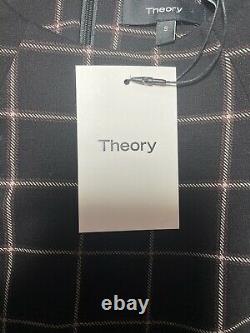 Theory Dolman Shift Short Sleeve Women's Dress S Black Grid Ponte Eco Knit $375