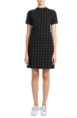 Theory Dolman Shift Short Sleeve Women's Dress XL Black Grid Ponte Eco Knit $375