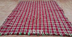 Vintage Moroccan Handmade Geometric Red Area Rug Tribal Berber Carpet 9.6X6.7 ft