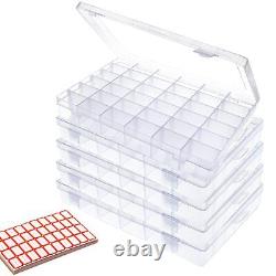 5Pack 36 Grilles Boîte d'organisateur en plastique transparent avec diviseurs ajustables de rangement