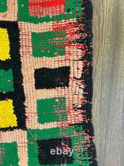 5x6 Pieds Vintage Marocain Grid Area Rug, Berber Cotton Handmade Rug