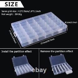 Boîte d'organisation en plastique transparent à 36 compartiments avec séparateurs ajustables, ensemble de 5