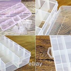 Boîte de rangement en plastique transparent avec 36 compartiments et séparateurs ajustables - Lot de 5