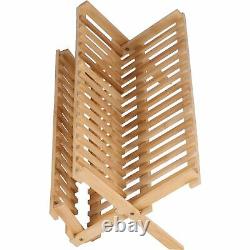 Drainer Rack 16 Grid 2 Tier Eco Friendly Bamboo Dish Rack Pour La Cuisine