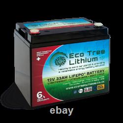 Eco Tree 12v 33ah Lifepo4 Deep Cycle Lithium Battery Heavy Duty Bms Off Grid