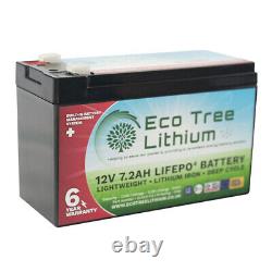 Eco Tree 12v 7.2ah Lifepo4 Deep Cycle Batterie Lithium Lourde Fonction Bms Hors Grille