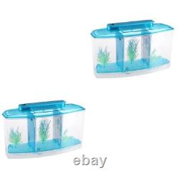 Ensemble de 2 mini décoratifs écologiques pour aquarium pour enfants avec trois compartiments