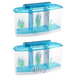 Ensemble de 2 mini décoratifs écologiques pour aquarium pour enfants avec trois compartiments