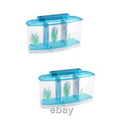 Ensemble de 2 mini décoratifs écologiques pour aquarium pour enfants avec trois compartiments