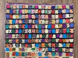 Grid Colorful Boucherouite Rug Marocain, Rug Tribal À La Main Vintage