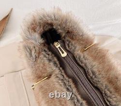 Nouvelles Femmes Mode Hiver Faux Fur Messenger Tote Bag Grid Sacs À Main À Épaule Grise