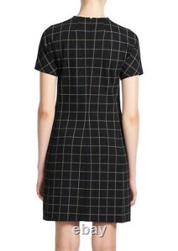 Théorie Dolman Shift Short Sleeve Robe Femme M Black Grid Ponte Eco Knit 375 $